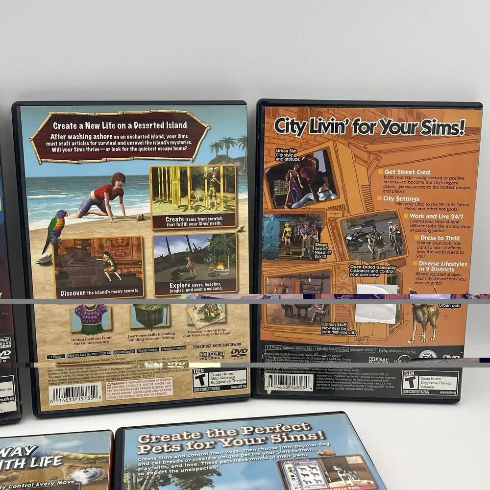 Sims 2 Castaway Pets Urbz In The City Bustin Out BUNDLE SET - Sony PlayStation 2